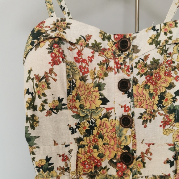 Seduction floral linen summer dress size medium - Picture 3 of 5